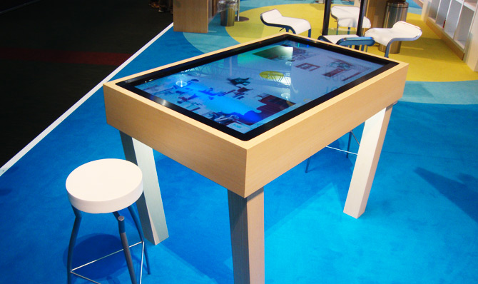 Interactive 55” LCD table with dedicated content