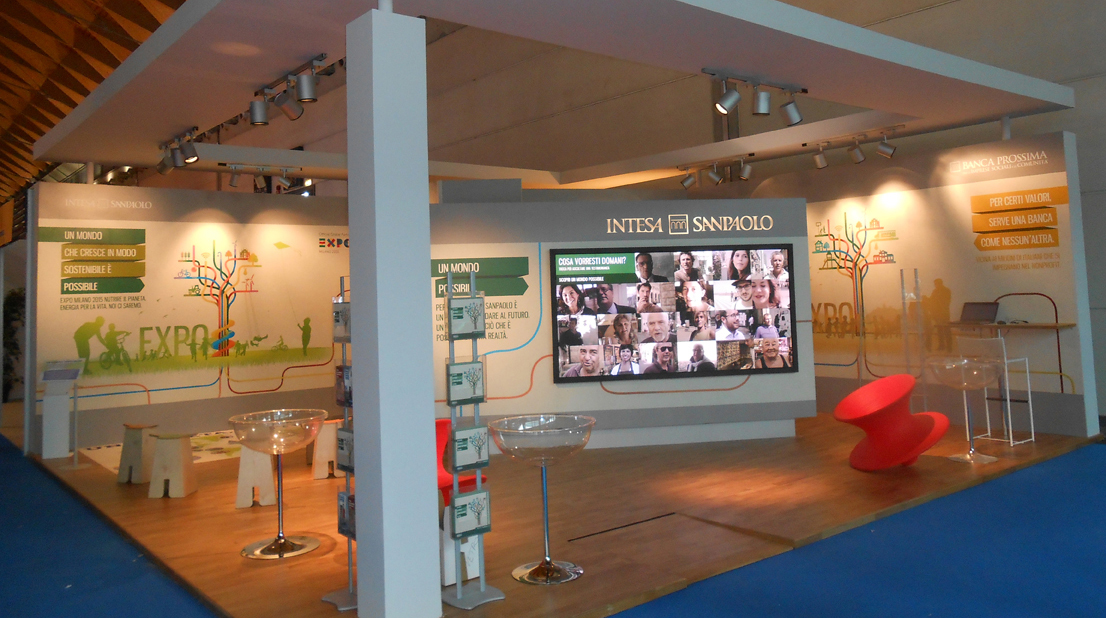 The Intesa Sanpaolo stand at the meeting of Rimini